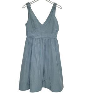 Anthropologie Hitherto Silk Blend Dress 8 Blue V-Neck‎ Sleeveless Wedding Prom
